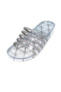 Silver Summer Jelly Glitter Slippers