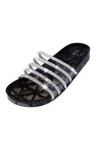 Black Summer Jelly Glitter Slippers