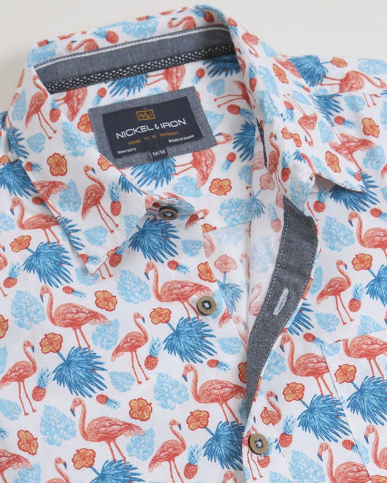 White All Over Flamingos Shirt