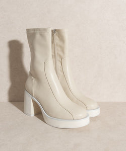 Beige Platform Short Boots
