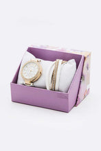 White/Gold Crystal Bezel Fashion Watch Bracelet Set