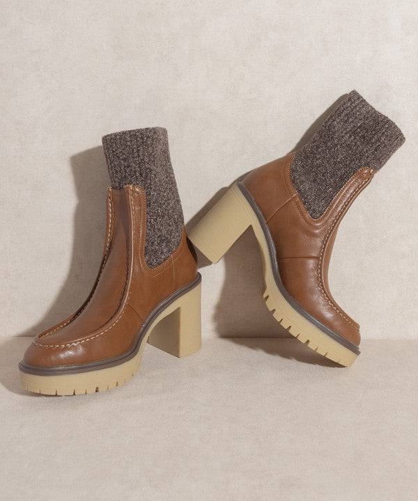 Brown Oasis Society Melanie - Platform Sock Boots