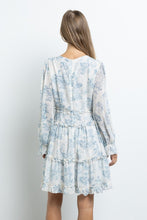 White Long Sleeve Butterfly Bust Dress In A Floral Print
