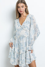 White Long Sleeve Butterfly Bust Dress In A Floral Print