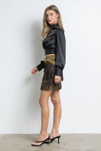 Black/Gold Fringe Tassel Mini Skirt Embellished With Hotfix Rhinestones