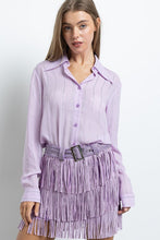 Light Purple Fringe Tassel Mini Skirt Embellished With Hotfix Rhinestones