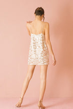 Gold Sequin Looped Shift Mini Dress