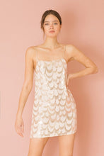 Gold Sequin Looped Shift Mini Dress