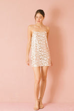 Gold Sequin Looped Shift Mini Dress