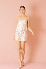 Gold Sequin Looped Shift Mini Dress