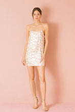 Gold Sequin Looped Shift Mini Dress