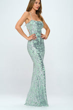 Sequin Lace Up Mermaid Maxi Dress