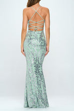 Sequin Lace Up Mermaid Maxi Dress
