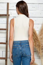 White Mock Neck Ribbed Tank Bodysuit