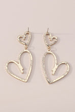 Gold Full Crystal Cute Heart Dangle Drop Earrings