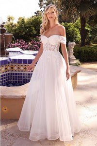 Off White Lace Off The Shoulder Bridal Gown