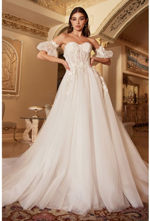 Off White Lace Princess Wedding Dress