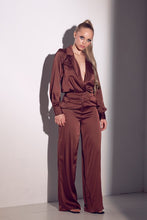 Chocolate Long Sleeve Satin Set