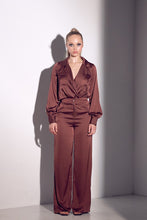 Chocolate Long Sleeve Satin Set