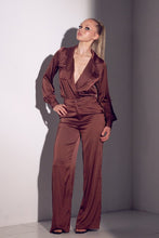 Chocolate Long Sleeve Satin Set
