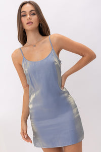 Dusty Blue Iridescent Cami Mini Dress