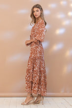 Rust Moss Velvet Tiered Dress