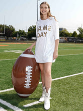 White/Brown Cheetah Printed Art Work Sequin Gameday Dress