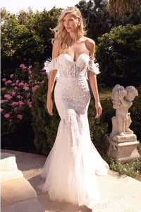 French White Lace And Tulle Mermaid Gown