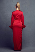 Red Long Sleeve Front Twist Satin Dress