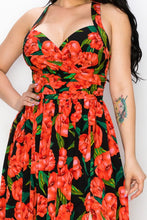 Maxi Dress Floral Poly Challi Bra Pad/pleated