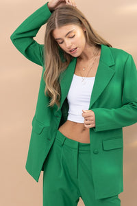 Kelly Green Blazer with Pants Set