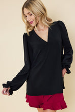 Black Solid V Neck Top