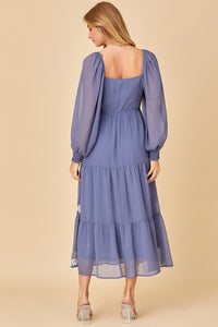 Slate Surplice Maxi Dess With Embroidery Detail