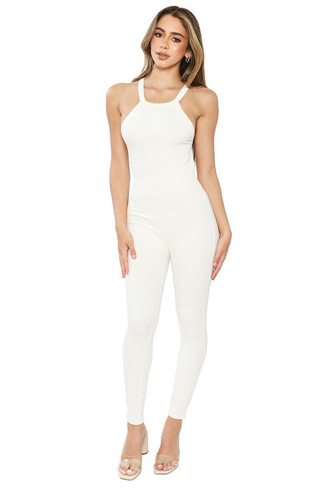 Off White Sleeveless Jumpsuit