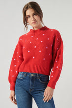 Red-Pink Minnie Embroidered Dot Sweater