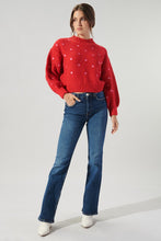 Red-Pink Minnie Embroidered Dot Sweater
