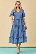 Dusty Blue Tiered Midi Dress