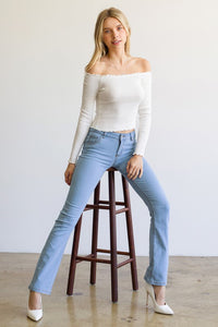 Ltdenim Mid Rise Slim Bootcut Jean