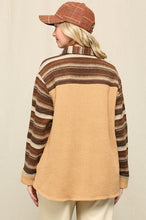 Chestnut Textured Knit and Aztec Pattern Mix Shirts Jacket
