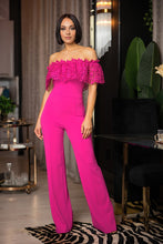 Fuchsia Crochet Off Shoulder Jumpsuit