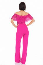 Fuchsia Crochet Off Shoulder Jumpsuit