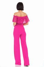 Fuchsia Crochet Off Shoulder Jumpsuit