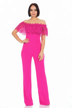 Fuchsia Crochet Off Shoulder Jumpsuit