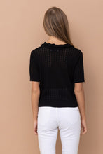 Black Scallop Edge Collar Short Sleeve Cardigan