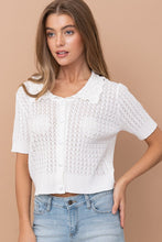 White Scallop Edge Collar Short Sleeve Cardigan