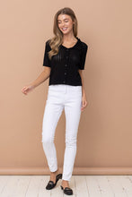 Black Scallop Edge Collar Short Sleeve Cardigan