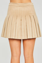 Khaki Woven Solid Mini Pleat Skirt