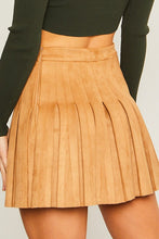 Camel Woven Solid Mini Pleat Skirt