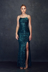 Emerald Green Stretch Sequin Dress