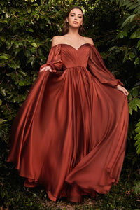 Sienna Flower Fairy Satin Long Sleeve Evening Dress